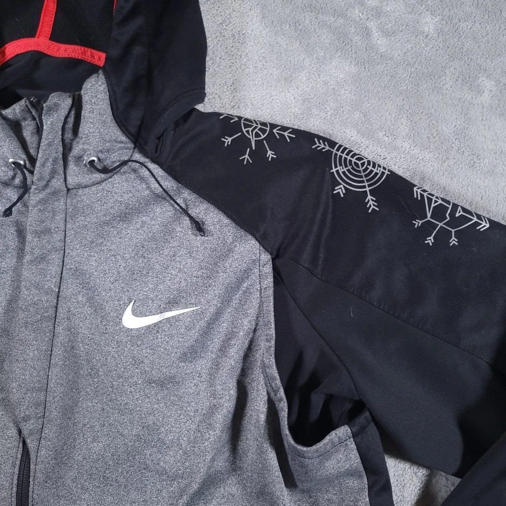 Nike Jacket Adult Large Black Gray Zip Therma-Fit Hooded Snowflake 744389-010